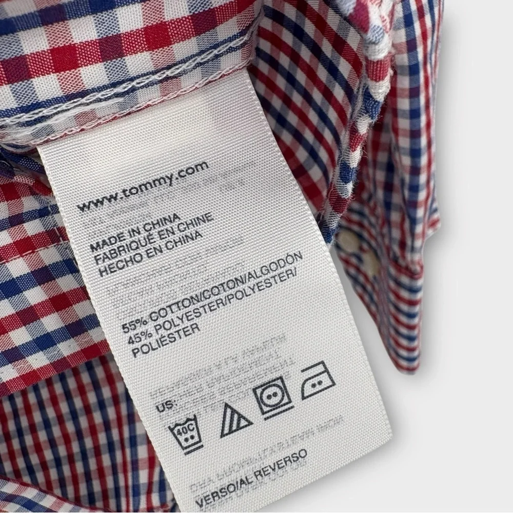 Tommy Hilfiger Long Sleeve Button Up Shirt in Red Check Boys Size 10 NWOT